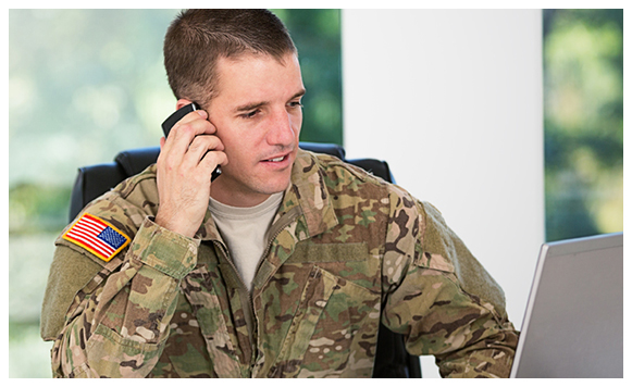 Soldier Speaking on Phone